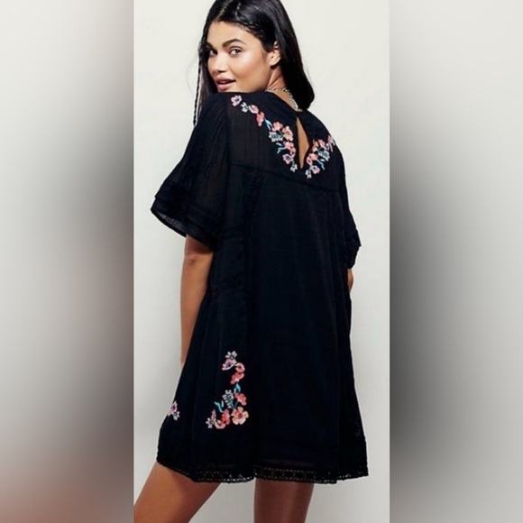 Free People Perfectly Victorian Embroidered Boho Festival Mini Shift‎ Dress XS - Picture 9 of 16